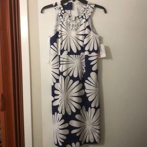 White and blue dress